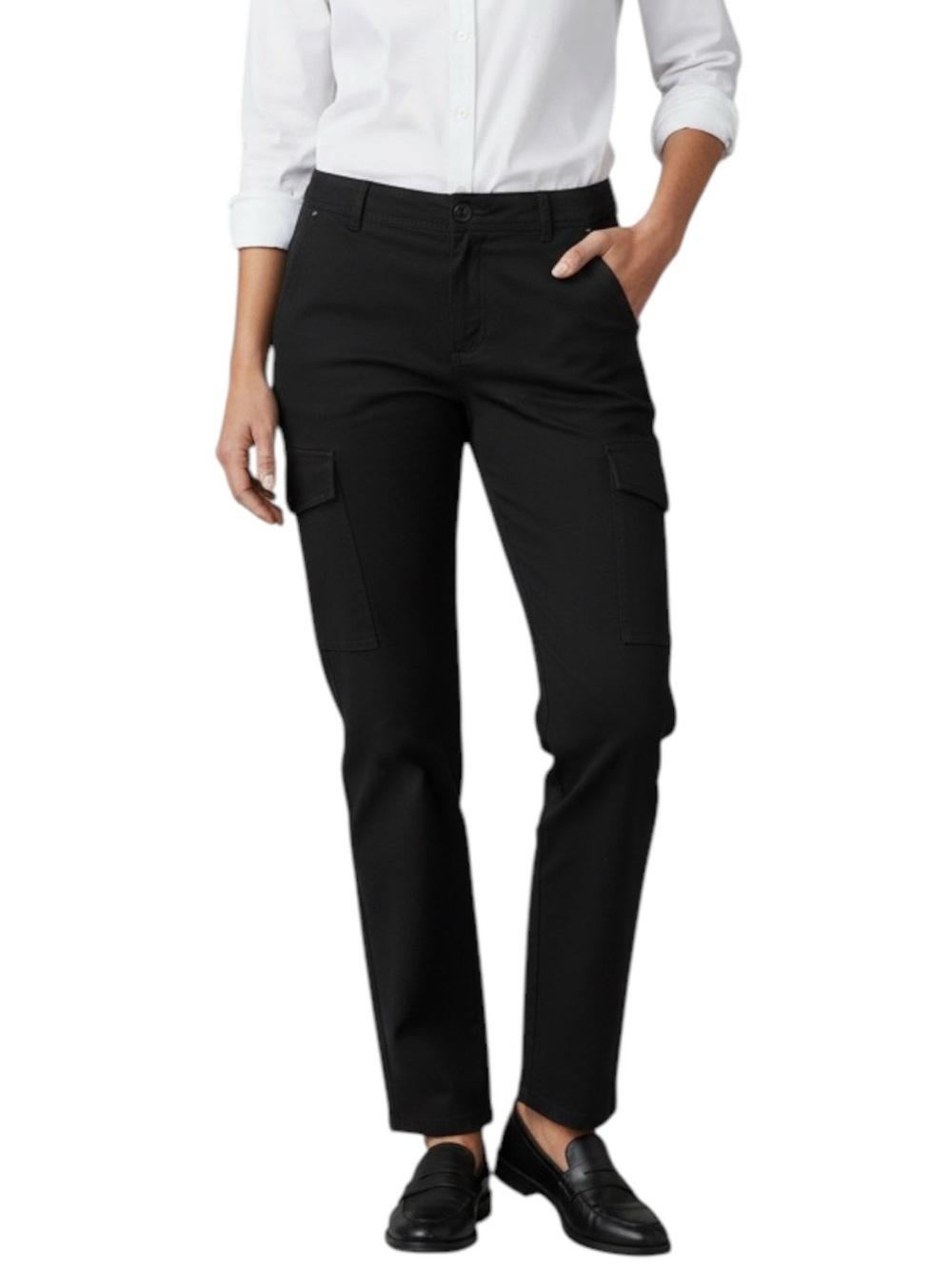 WILFRED FREE High Rise Denim Baggy Wide-Leg Cargo in Black Size 10 — ALMOST NEW!